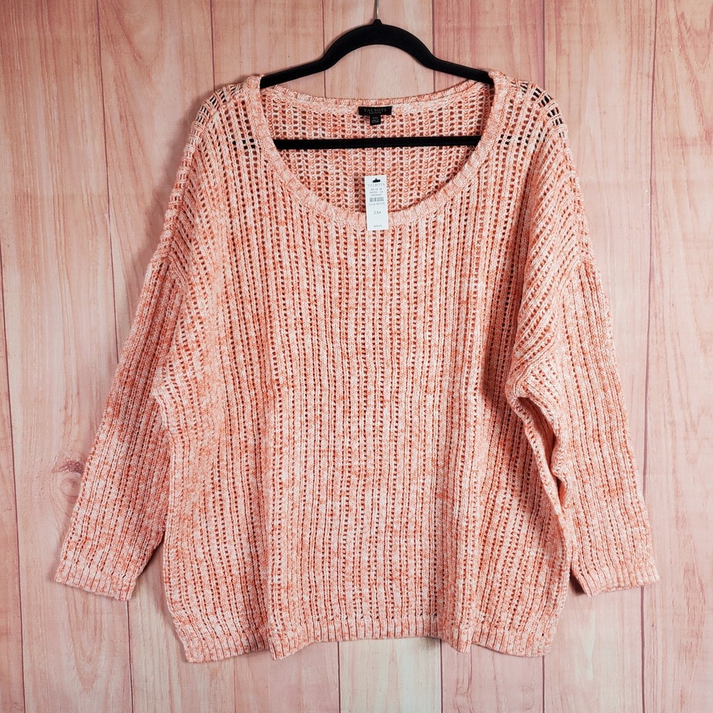 Talbots Womens Cable Knit Sweater Sz 2XP Plus Petite Pullover Loose Knit NEW NWT